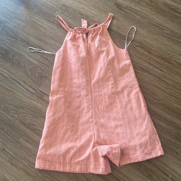 FRNCH Paris tangerine orange Cotton Linen oversized shift romper. Retro Med - Picture 6 of 8